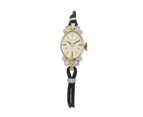 Rolex, a 14ct gold diamond accent wrist watch, signed manual wind movement calibre 1800, case numbered 901007, stamped 14K, f