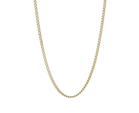 A 9ct gold flat curb-link necklace, with bolt ring clasp, import marks for Birmingham 1998, length 46.5cm, 8.6gOverall good c