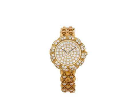 Gerald Genta, an 18ct gold Geneve bracelet watch, factory diamond set case, dial and bracelet, reference G.2431.7, manual win