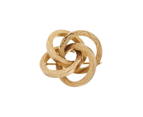 A mid 20th century 18ct gold engraved knot brooch, stamped 800, Portuguese marks, length 2.8cm, 7.9gOverall good conditionSom