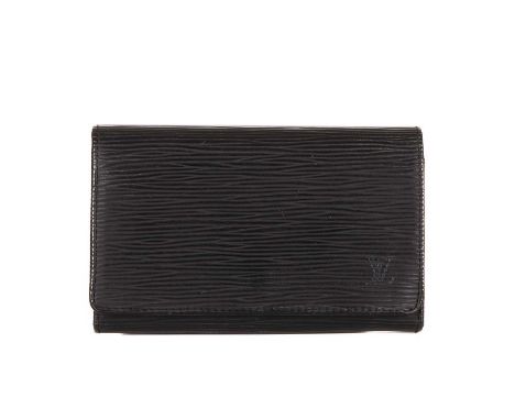 Louis Vuitton, an epi Tresor wallet, crafted from black textured epi leather, featuring a front flap closure with snap button