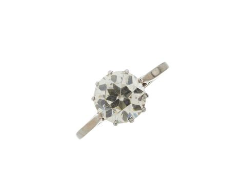 An early 20th century old-cut diamond single-stone ring, diamond estimated weight 2.10ct, J-K colour, VS clarity, ring size P