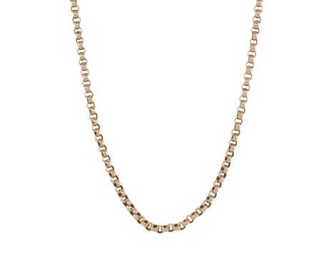 An early 20th century 9ct gold belcher-link chain necklace, with spring ring clasp, stamped 9c, length 49.2cm, 7.1gOverall go