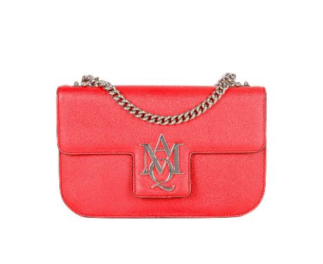 Alexander McQueen, an AMQ Insignia Chain handbag, crafted from red calfskin leather, with polished silver-tone hardware, a tw