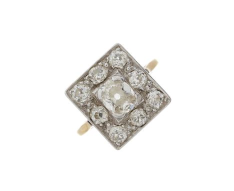 An early 20th century old-cut diamond cluster ring, estimated total diamond weight 1.50ct, principal diamond estimated weight