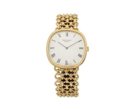 Patek Philippe, an 18ct gold Ellipse bracelet watch, reference 3844/2, signed manual wind movement calibre 215, numbered 1327