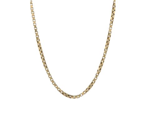A 9ct gold box-link chain necklace, with lobster clasp terminal, import marks for Sheffield 1978, length 48.5cm, 14.1gOverall