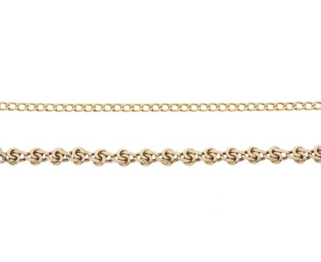 Two gold bracelets, one with import marks for Sheffield, one stamped 10kt, lengths 18.5 and 21.2cm, total weight 10.5gOverall