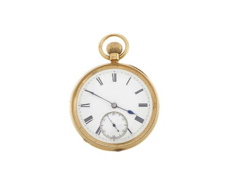 An 18ct gold open face pocket watch, circa 1893, unsigned manual wind movement, numbered 70206, hallmarks for Birmingham 1893