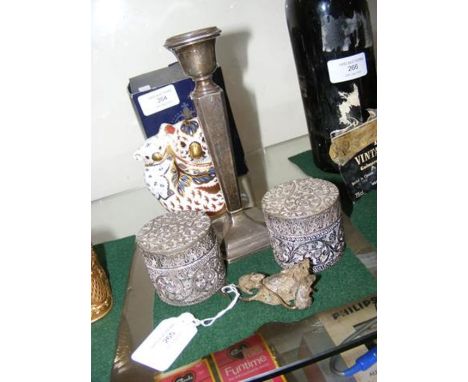 A cold painted bronze of rats together with silver stick etc.CONDITION REPORTIndian silver and timber base&nbsp;&nbsp;