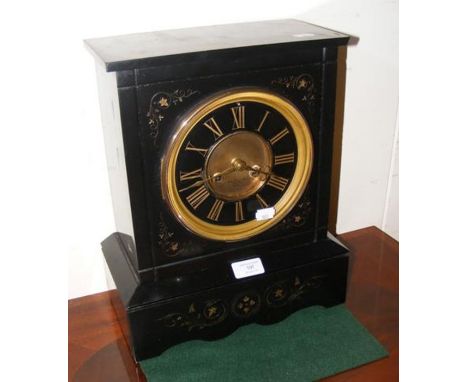A Victorian slate mantel clock by John Staniland - 36cms high