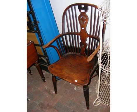 An antique elm stick back country chair with crinoline stretcherCONDITION REPORTWe have attached a number of additional image
