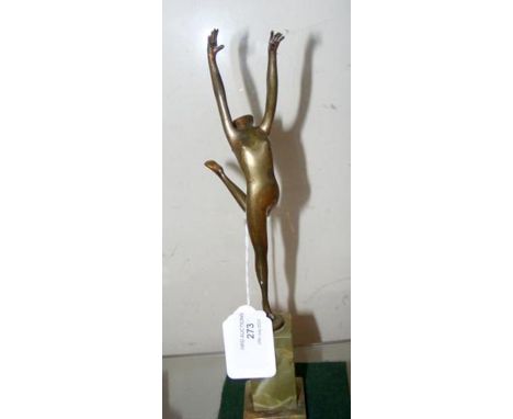 After Josef Lorenzl - an Art Deco bronze of dancing female on green onyx plinth - 26cms high with signature to baseCONDITION 
