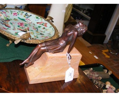 A reproduction bronze style female on plinth - 19cms high