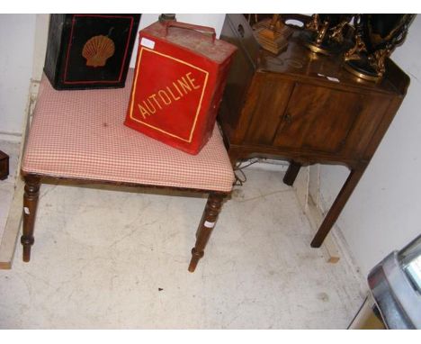 An antique mahogany commode together with a Victorian stool