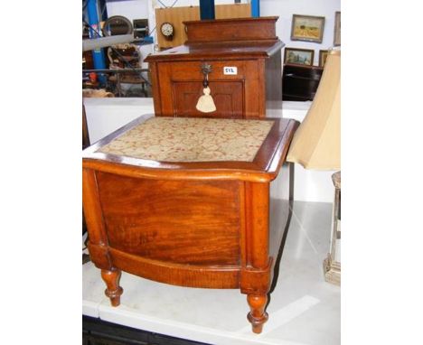 An oak pot cupboard and mahogany commode 