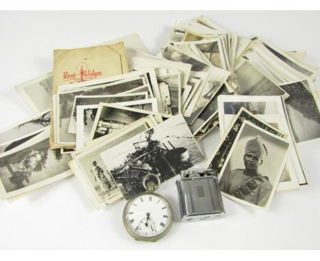 A collection of WWII period black and white photographs, depicting Naval engagements and personnel, also aviation and aerial 