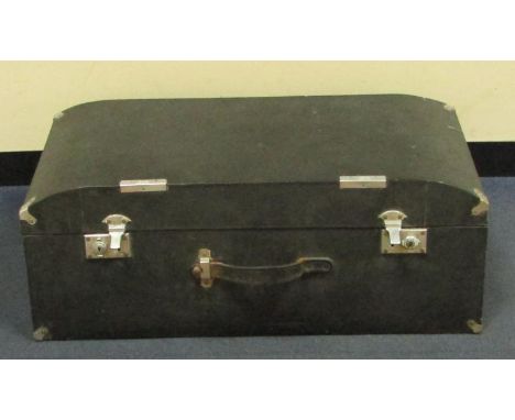 A black vintage car trunk, 79cm x 46cm x 29cm.