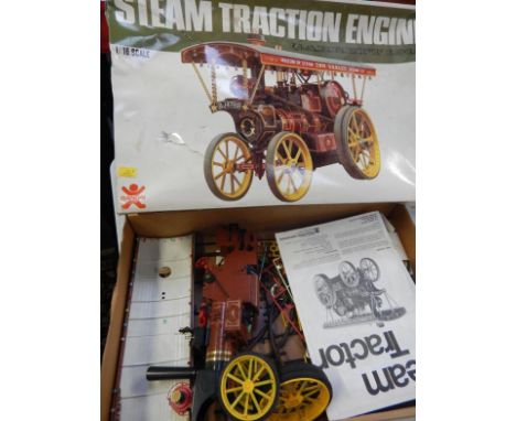 A part scratch built Bandai steam traction engine, 1/16th scale, Classic Car Series, partially built, 23cm high, (boxed), and