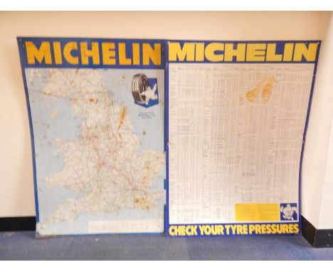 A Michelin enamel England and Wales road map, reproduced from Michelin Map 936, 1964 edition, 86cm x 59cm, and a Michelin tyr