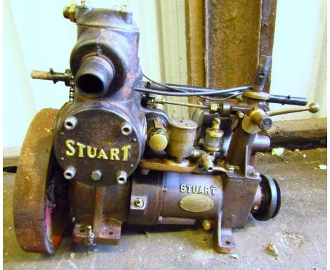 An early 20thC Stuart Turner marine boat petrol engine, probably a P5 ME with 8 horse power, water cooled single cylinder two