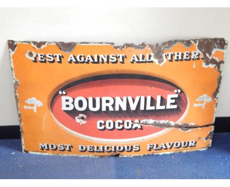 A Bournville Cocoa enamel sign, Test Against All Others, Most Delicious Flavour, 46cm x 76cm.