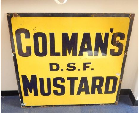 A Colmans DSF Mustard black and yellow enamel sign, 91.5cm x 96.5cm.