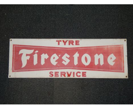 A Firestone Tyre Service enamel sign, 30.5cm x 91.5cm. 