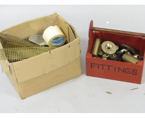 Various sections of pierced metal, tools, fittings, pieces, bits, 6cm high, a cylindrical section of solid brass, etc, (qty).
