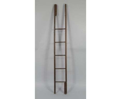 A 19thC oak folding library ladder, 218cm high