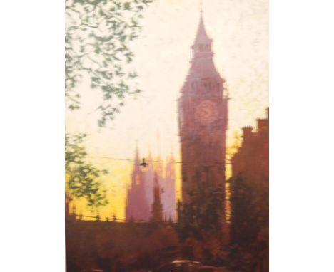 Rolf Harris.  Fading Light Parliament, Giclee canvas print, limited edition, 76/95, with certificate, 67cm x 100cm.