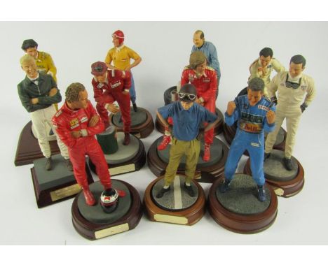 Eleven Art of Sport Motor Racing figures, limited edition of 2500, with certificates, comprising, James Hunt, Stirling Moss, 