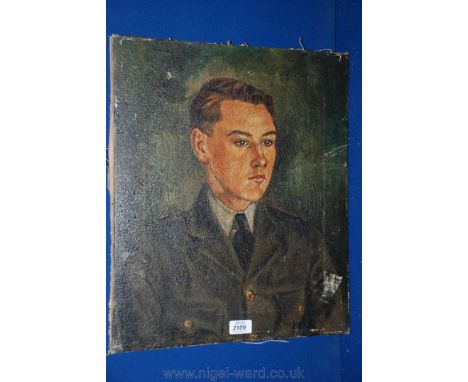 An Oil on canvas Portrait of a young RAF Officer, 48 x 40 cms.