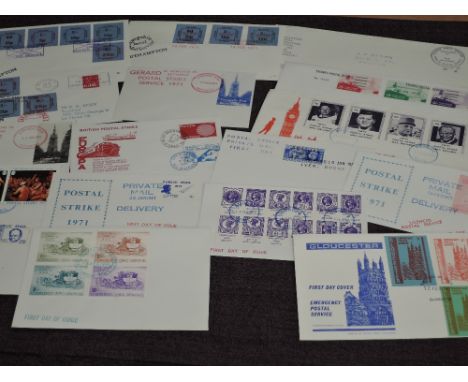 GB 1971 COLLECTION OF 16 GPO STRIKE MAIL COVERS  Mix of 16 strike mail covers from the famous GPO strike of 1971. Mix of used