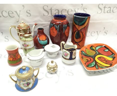 A collection of Poole pottery , Noritake etc. dishes and vases. this lot cannot be posted