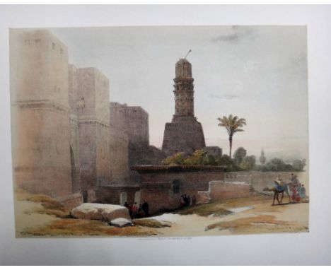 After David Roberts, Bab en Nasir, or gate of Victory, Cairo; Ashdod; Scene of the quay of Suez; General view of Kalabshee, N