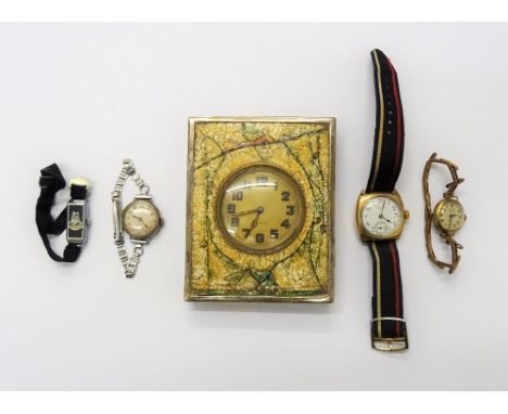 An Avia 9ct gold lady's bracelet wristwatch, having a sprung bar link bracelet, gross weight excluding the movement 8 gms, a 