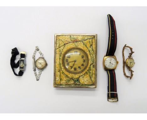 An Avia 9ct gold lady's bracelet wristwatch, having a sprung bar link bracelet, gross weight excluding the movement 8 gms, a 