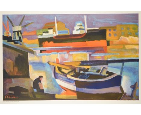 Ten copies; G.Courderc (French) 'Cargo Ship in Sete;', lithograph in colours printed by the Baynard Press for School Prints, 