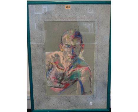 Louise Fritsch (b.1963), Portrait study, coloured chalks, signed and dated 15 mm 94. E1