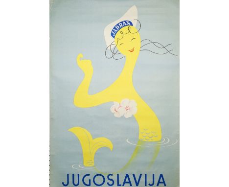 Calera (?) 'Jadran Jugoslavija', Yugoslavian tourism poster, circa 1950, lithograph in colours, indistinctly signed 99cm x 68