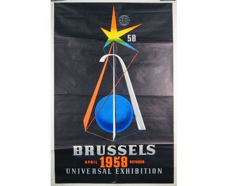 Brussels 1958 Universal Exhibition, lithograph coloured poster, Manfurt by Andrea Beyart, 119cm x 79cm, rolled