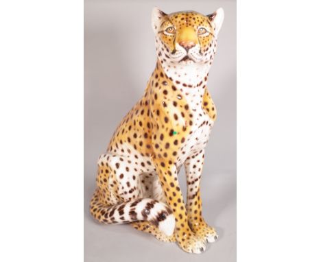 Runzan; a large 20th century ceramic model of a leopard, 64cm high.   C1
