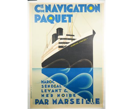 Max Ponty (1904-1972), Cie De Navigation Paquet par Marseille, circa 1924, French lithograph in colours, printed by the Hac H