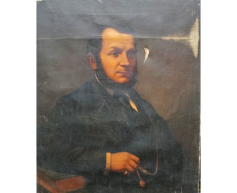 Continental School (19th century), Portrait of a lady, portrait of a gentleman, a pair, oil on canvas, unframed, 76cm x 63cm.