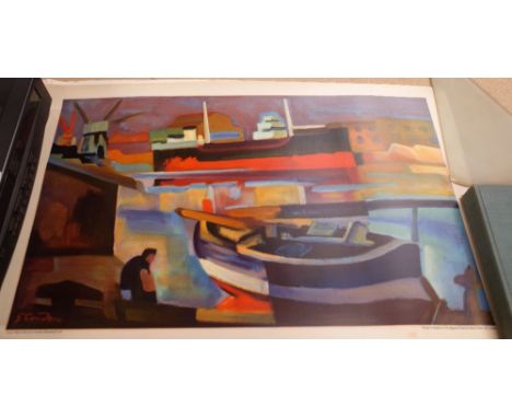 Gabrielle Couderc, Cargo Ship in sete,lithograph in colours, printed by The Baynard Press for School Prints Ltd, London, 76cm