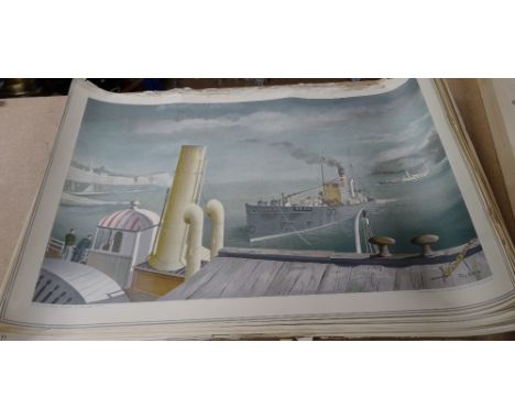 Felix Kelly, 'Drifter & Paddle Steamers lithograph in colours printed by the Baynard Press for school prints Ltd, London, 76c