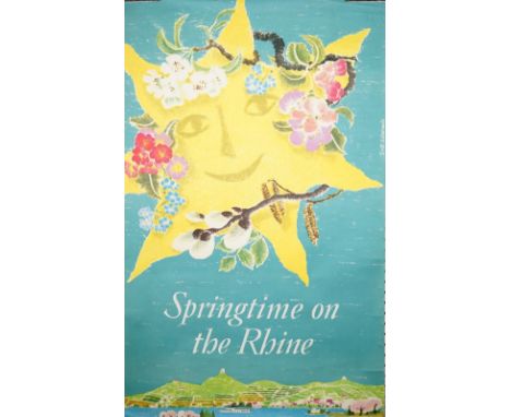 S + H Lammle, 'Springtime on the Rhine', 1969, German tourism poster, lithograph in colours, 102cm x 64cm, rolled.