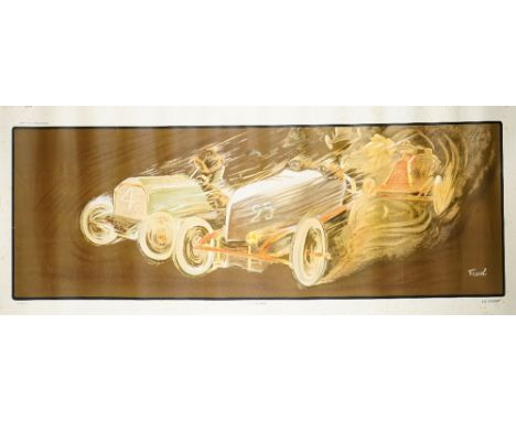 Fernel 'La Course Tous droits reserves', lithograph print in colours by Dietrich &amp; Co Editeurs, Brussels, 88cm x 36cm, ro