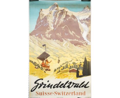 Louis Koller, (Swiss 1904-1978) Grindelwald Suisse- Switzerland, tourism poster, circa 1950, lithograph in colours, A.Trub an